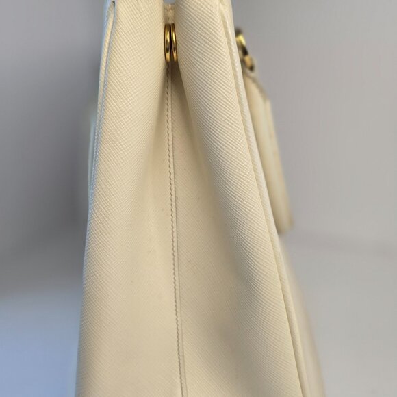 Prada Galleria MM Off-White Saffiano Leather Tote | Strap + Entrupy | Rank A - Picture 8 of 16